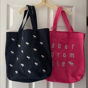 Abercrombie blue and Pink Tote Bags 15x16 long excellent condition on&out